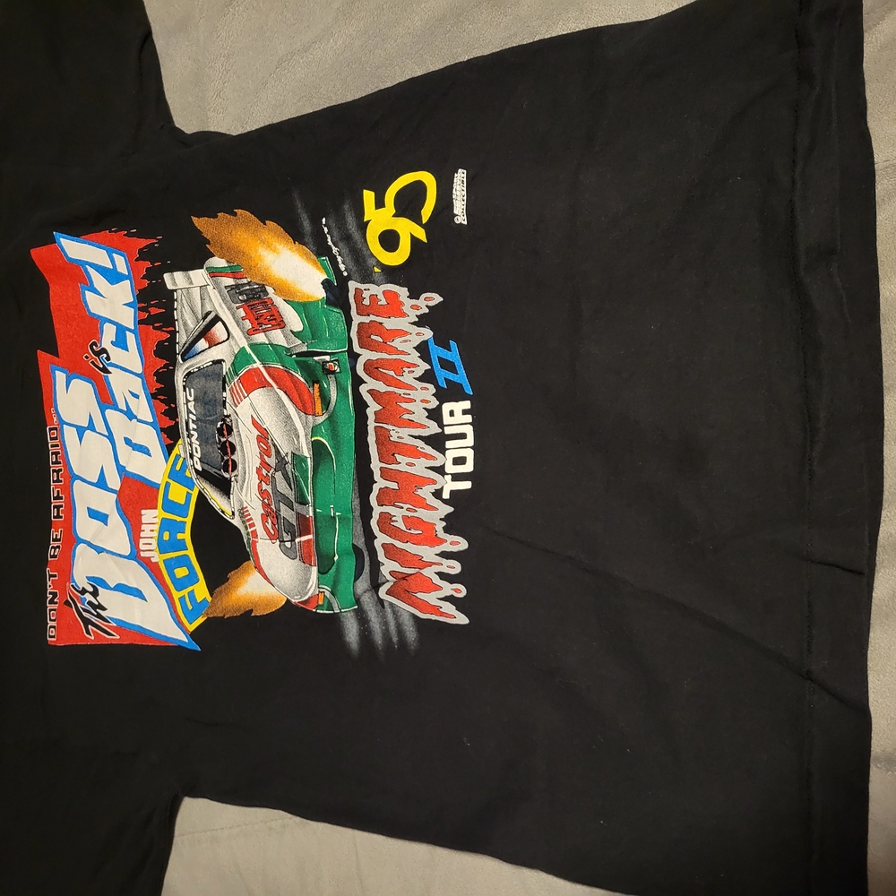 Black and Red Short Sleeve Tee with Energetic Graphic